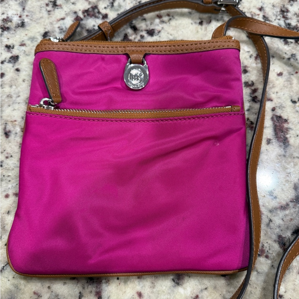Michael Kors Pink and Brown Crossbody Bag